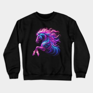 Equestrian Colorful Horseback Riding Art Women Girls Horse Crewneck Sweatshirt